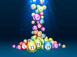 lottery game, balls with numbers, on a colored background. Vectors illustration