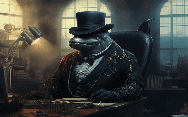 klm43_a_crypto_whale_with_a_black_top_Hat_sitting_at_a_bureau_c_d5744146-84dc-4b3e-bfba-0ca916fb2bcc