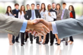 handshake isolated on business background