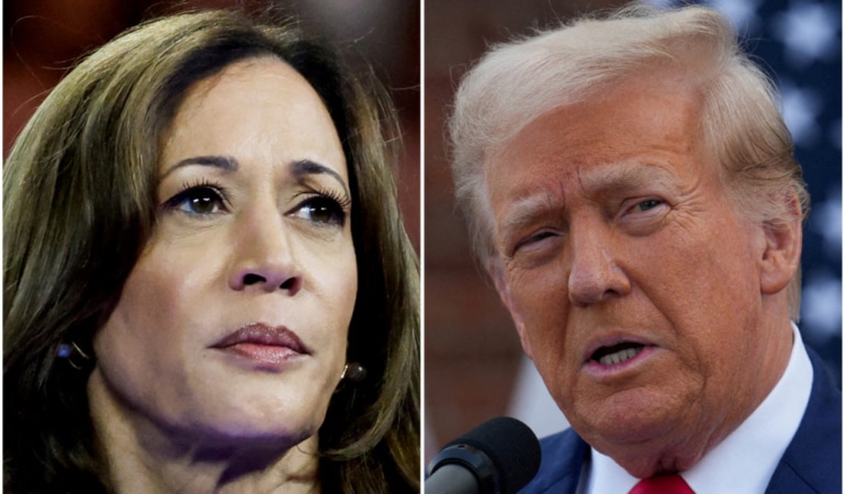 FILE PHOTO: U.S. Vice President Kamala Harris and former U.S. President Donald Trump in combo photograph