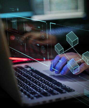 Hacker working on computer